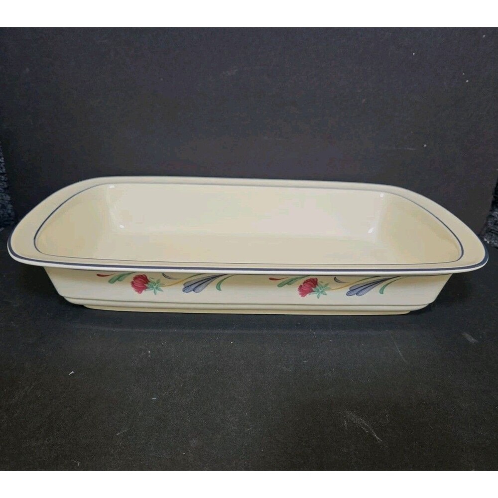 Lenox Chinastone Poppies On Blue 13 7/8" Rectangular Baker RARE vintage